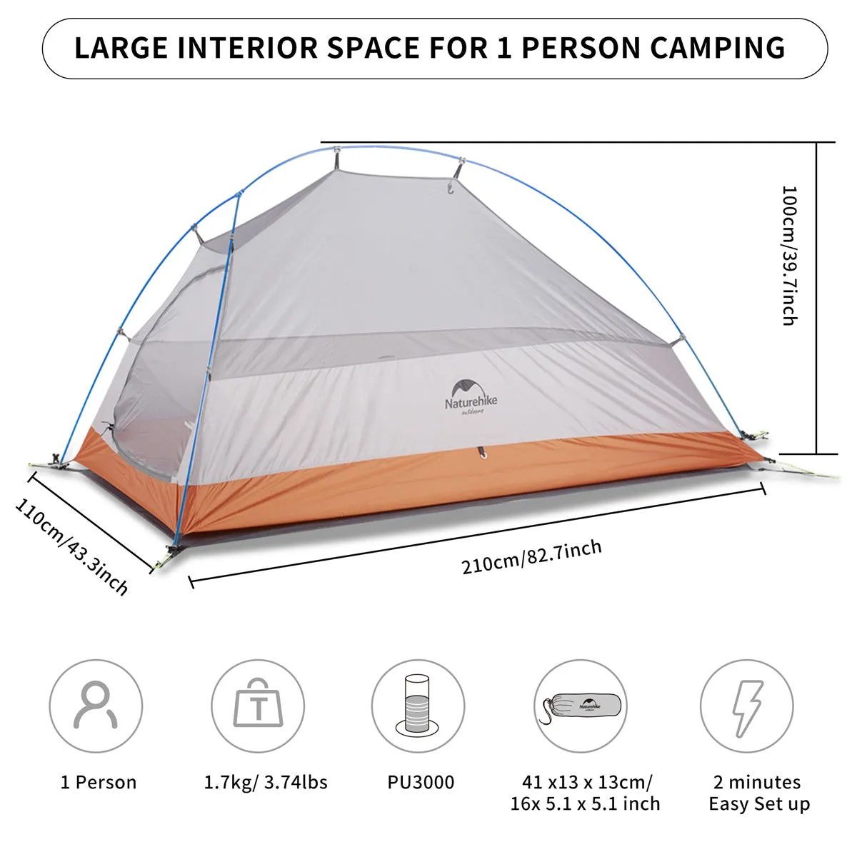 Cloud Up 1 Person 3-season Camping Tent Ultralight 20D