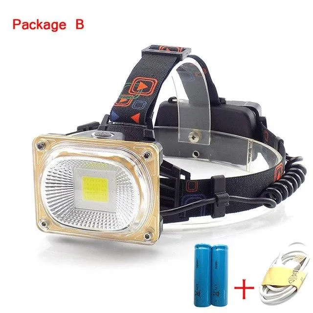 COB Led Headlight Headlamp White Blue Red Lighting USB Rechargeable frontale Head Torch Lamp led light for fishing 18650 battery