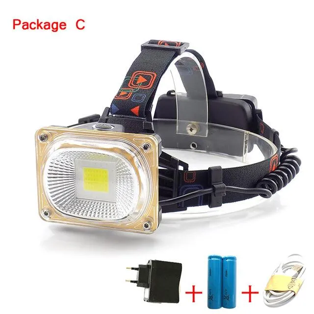 COB Led Headlight Headlamp White Blue Red Lighting USB Rechargeable frontale Head Torch Lamp led light for fishing 18650 battery