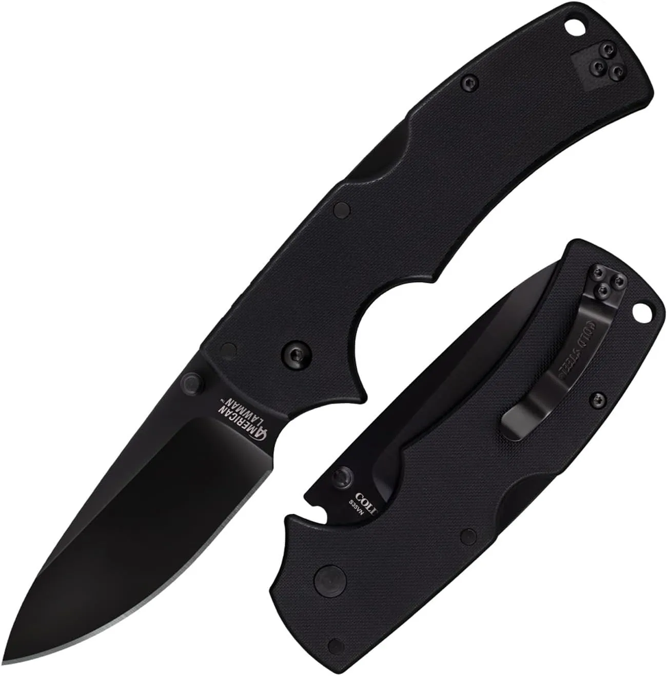 COLD STEEL American Lawman 3.5" S35VN Razor-Sharp Blade 4.625" G-10 Handle Tactical Folding Knife with Tri-Ad Lock, Ambidextrous Pocket/Belt Clip