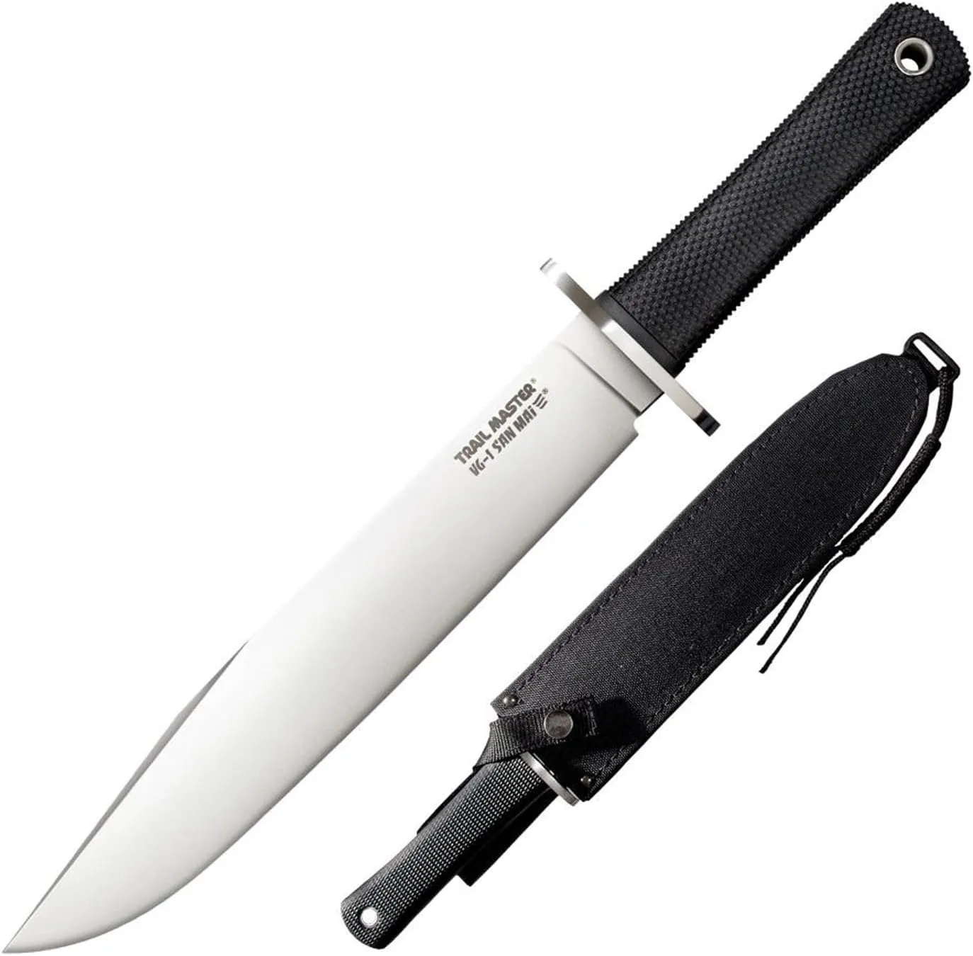 Cold Steel Trail Master 9.5" VG1 San Mai III Clip-Point Blade 5.125" Kray-Ex Handle Tactical Fixed Blade Knife w/Secure-Ex Sheath