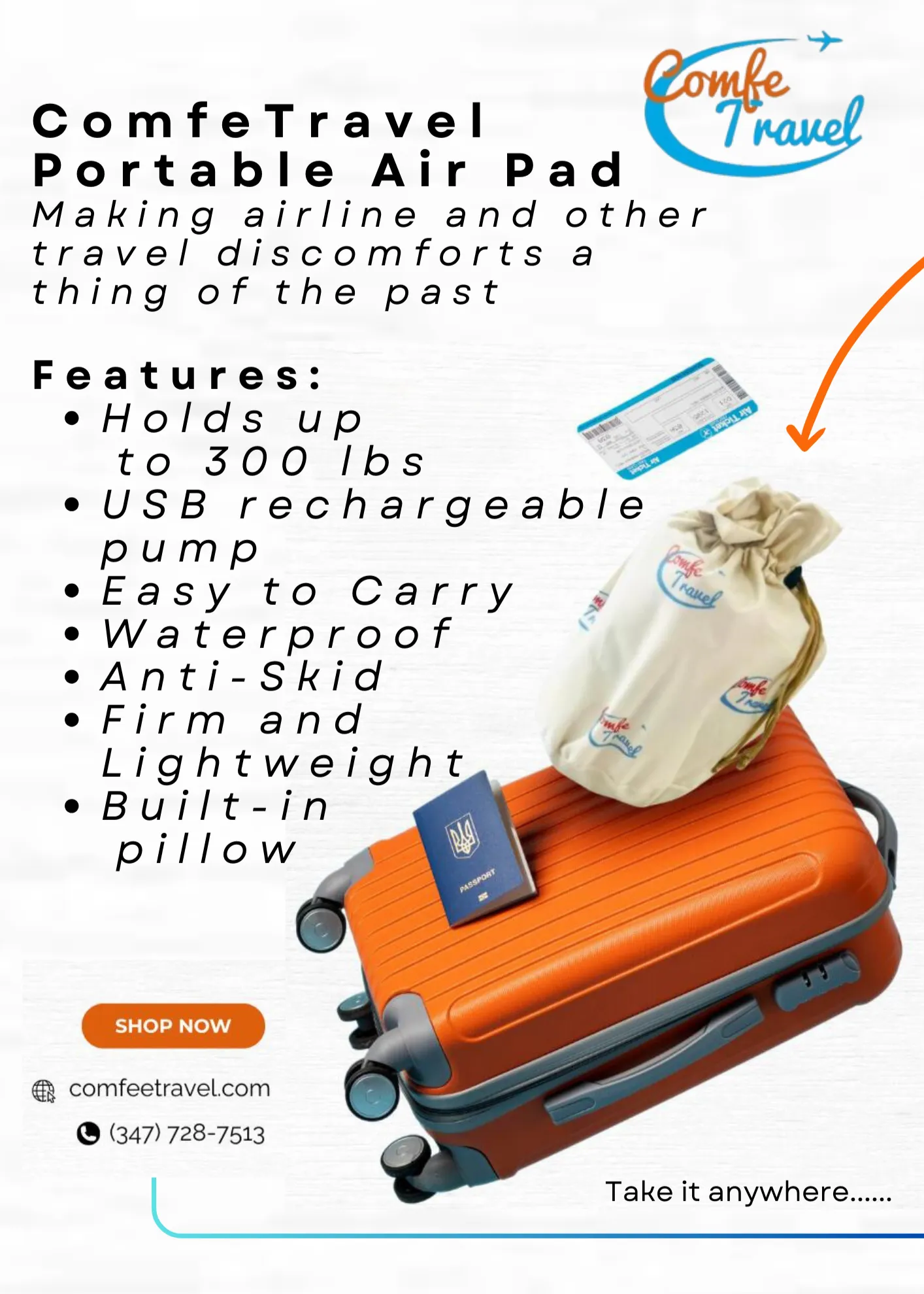 ComfeTravel Portable Air Pad ( Ages 10 )