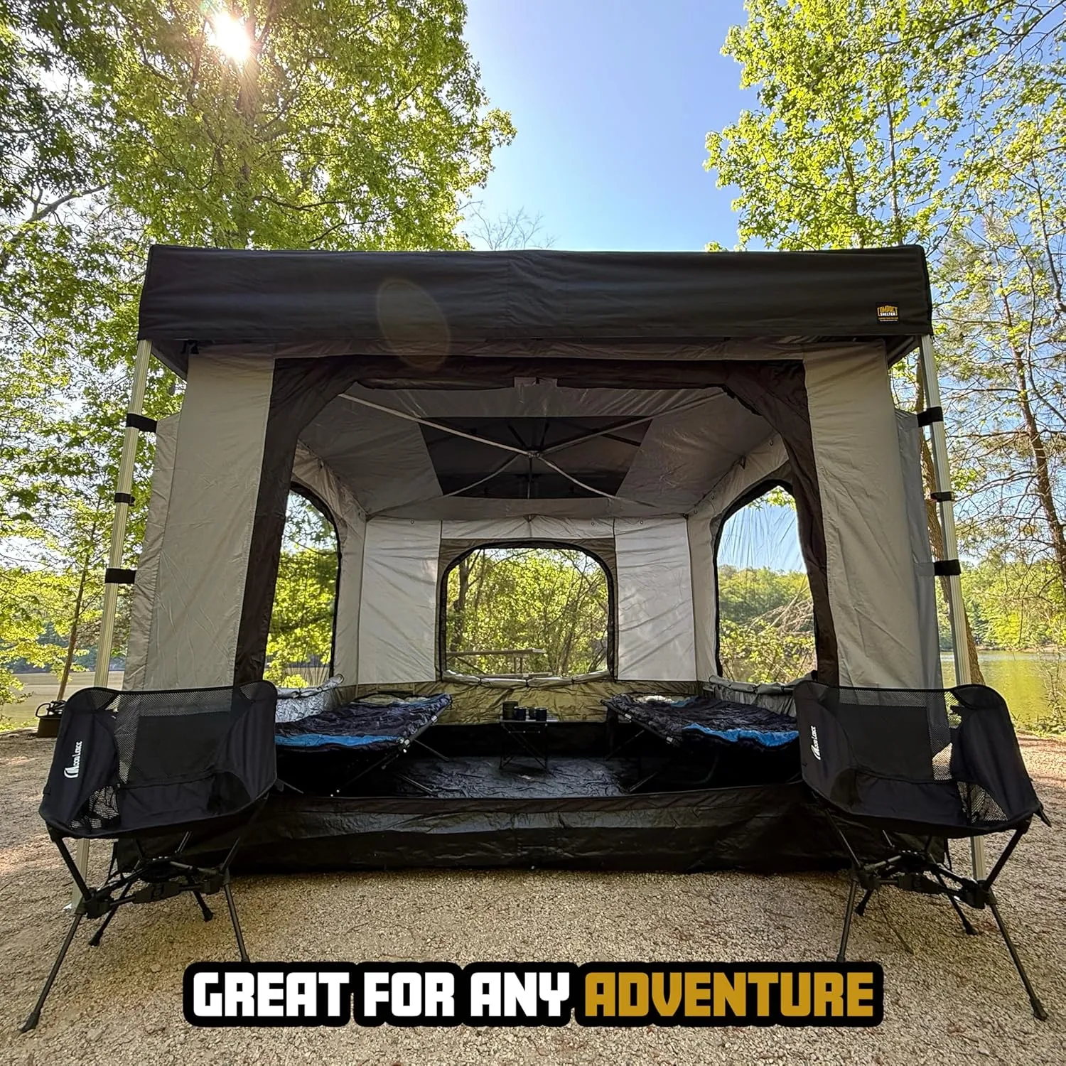 Compact Camper Tent Insert for Compact Shelter – Converts to Enclosed Room with Mesh Windows, Zippered Door, Water-Resistant Floor – Canopy/Frame Sold Separately (10ft x 10ft)
