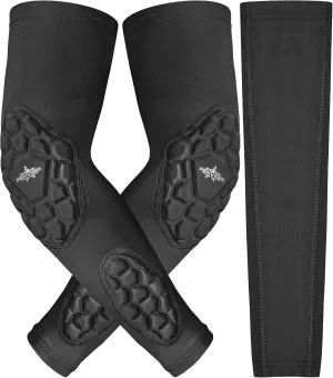 Compression Padded Arm Sleeves for Youth & Adults - Elbow & Forearm Support - Breathable Football Padded Sleeves