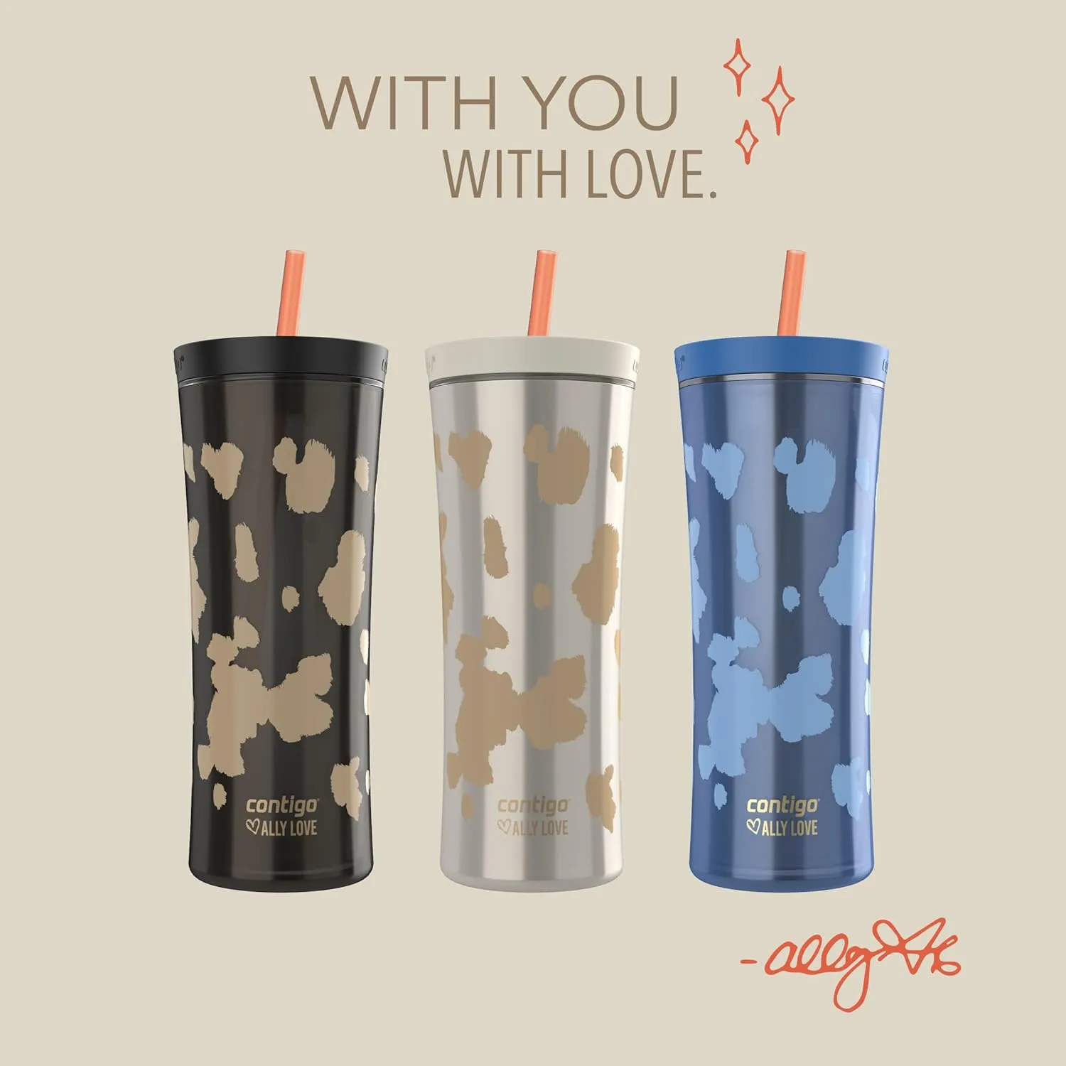 Contigo x Ally Love Shake & Go Tumbler, Autoclose, Blender bottle, shaker bottle, 20oz, Licorice