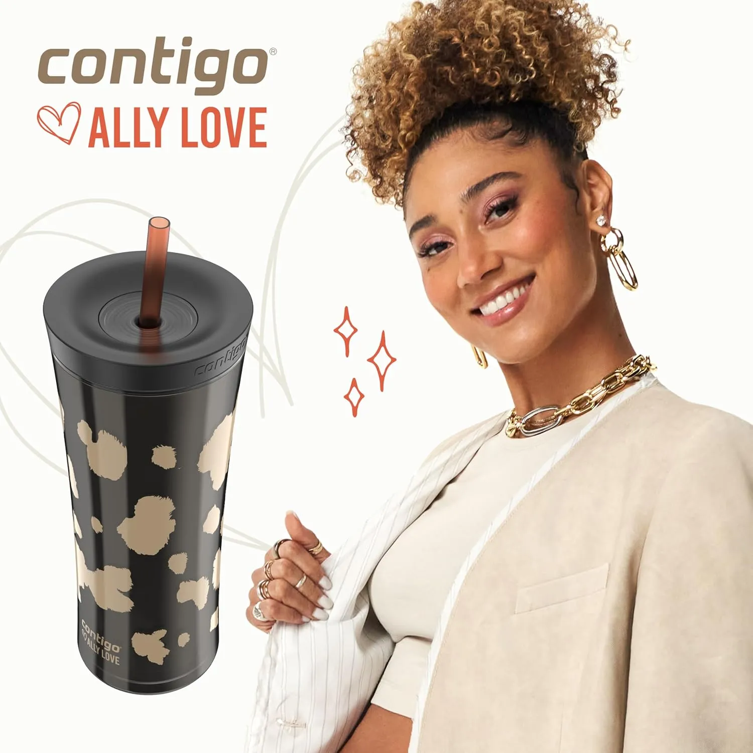 Contigo x Ally Love Shake & Go Tumbler, Autoclose, Blender bottle, shaker bottle, 20oz, Licorice