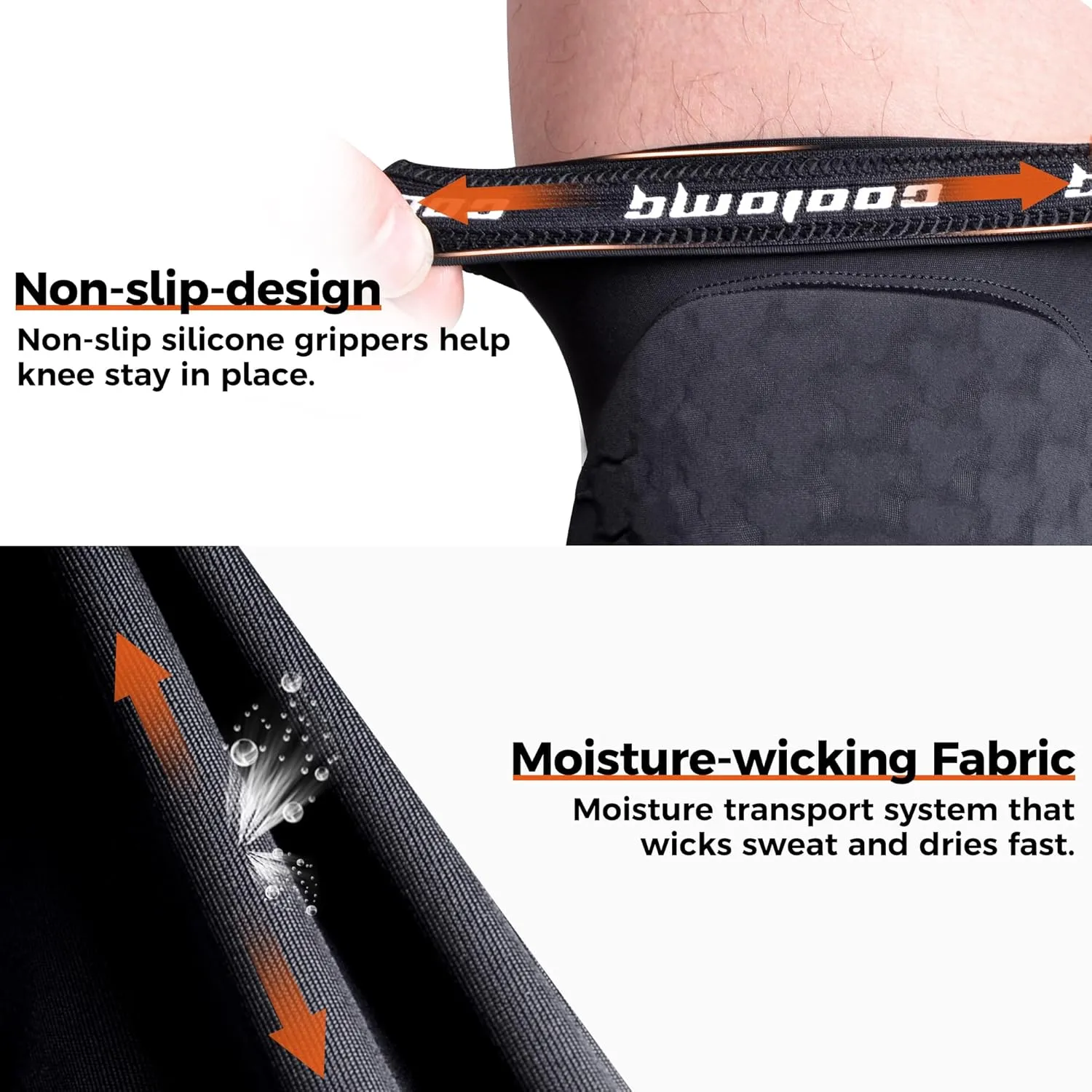 COOLOMG Basketball Knee Pad for Kids Youth Adult, Compression Anti-slip Knee Sleeve for Baseball Volleyball Football, Sports Knee Protector (1 Pair)