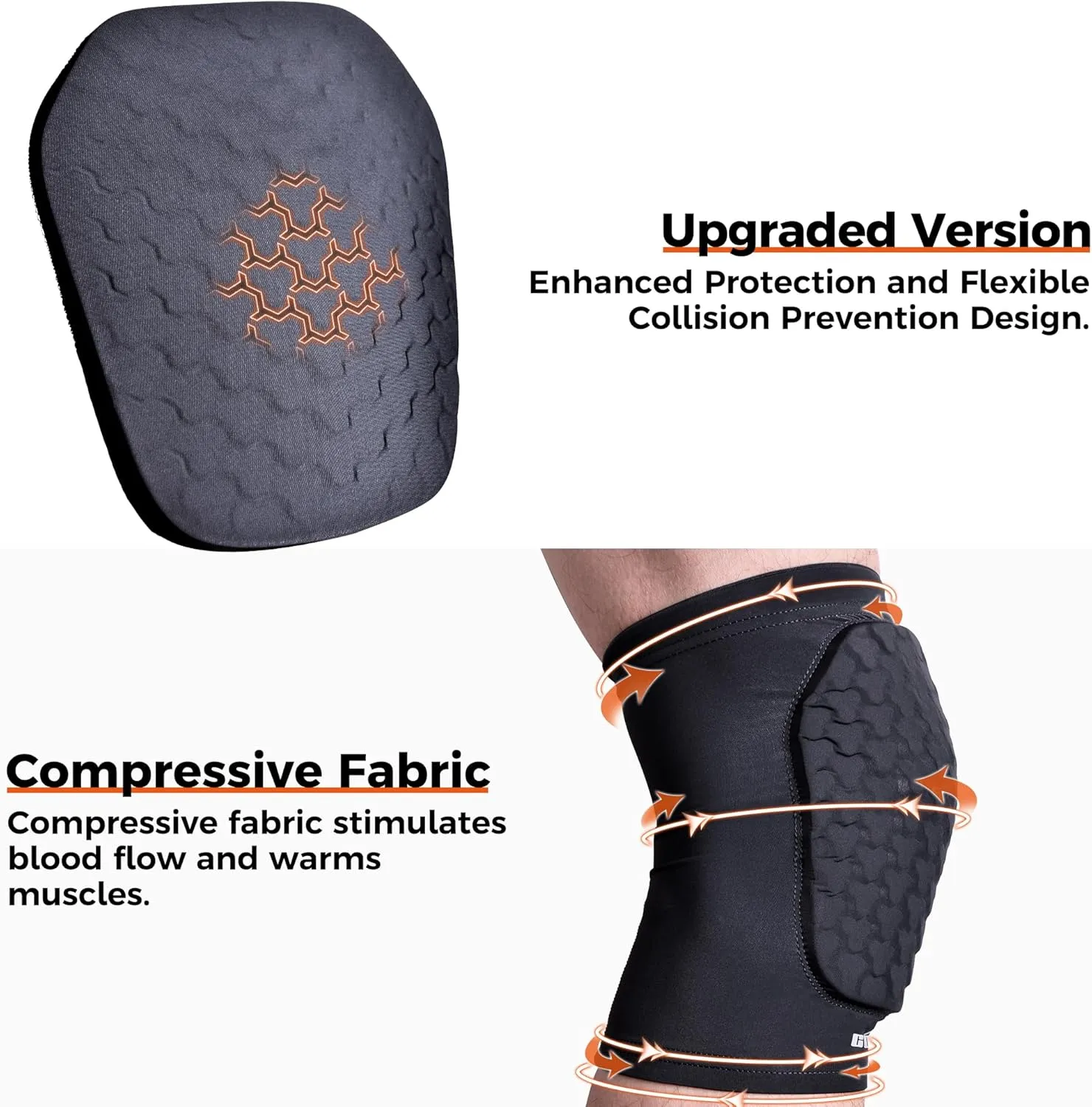 COOLOMG Basketball Knee Pad for Kids Youth Adult, Compression Anti-slip Knee Sleeve for Baseball Volleyball Football, Sports Knee Protector (1 Pair)