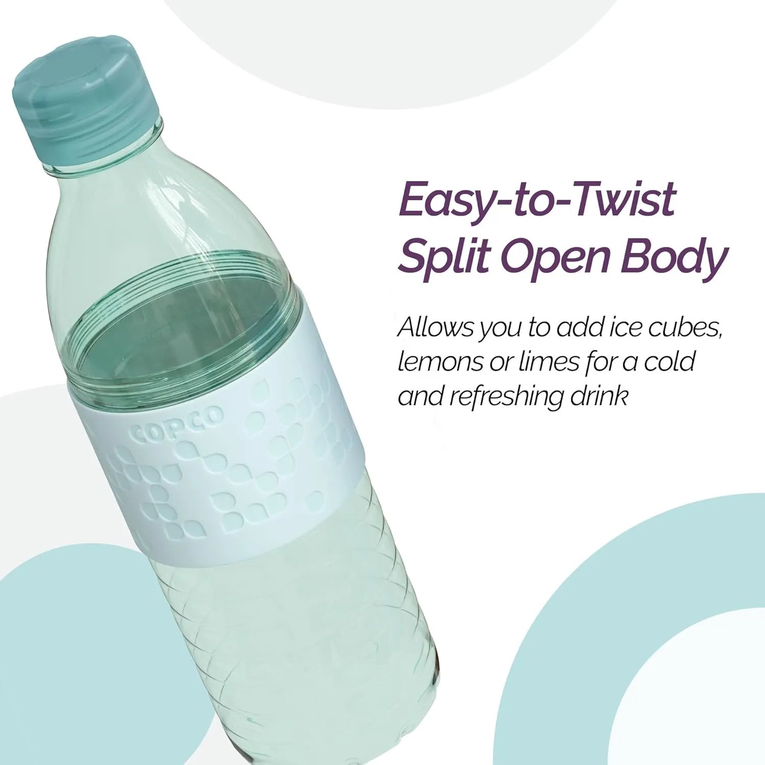 Copco Hydra 16.9oz Water Bottle, Set of 2 - Non-Slip Sleeve & BPA-Free Tritan Plastic - Dishwasher Safe, Reusable To Go Bottle - Leak-Proof, Spill-Proof, Portable Water Bottle (Light Blue & Purple)