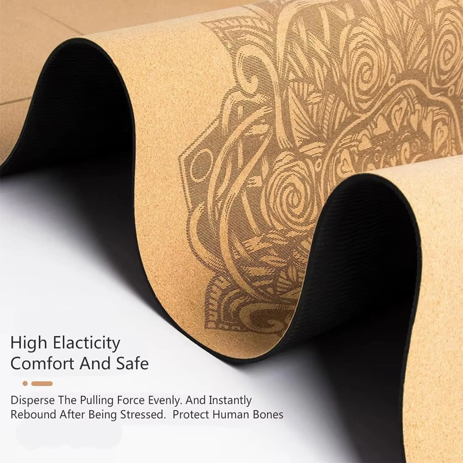 Cork Yoga Mat, Sweatproof NonSlip, Lightweight TPE foam, for Hot Yoga Pilates Gym