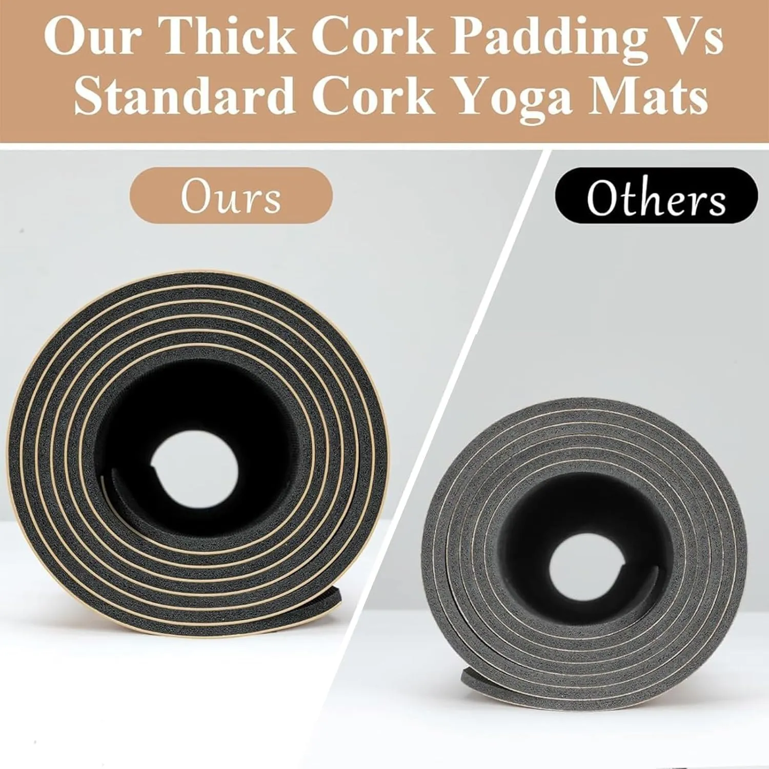 Cork Yoga Mat, Sweatproof NonSlip, Lightweight TPE foam, for Hot Yoga Pilates Gym