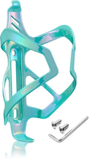 Corki Cycles Heavy Duty Bike Water Bottle Holder, Lightweight Aluminum Cage Shockproof Design for Road Mountain Gravel Bikes, Holds 21-32 oz, 1-Pack Colorful Aqua