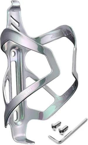 Corki Cycles Heavy Duty Bike Water Bottle Holder, Lightweight Aluminum Cage Shockproof Design for Road Mountain Gravel Bikes, Holds 21-32 oz, 1-Pack Iridescent Silver