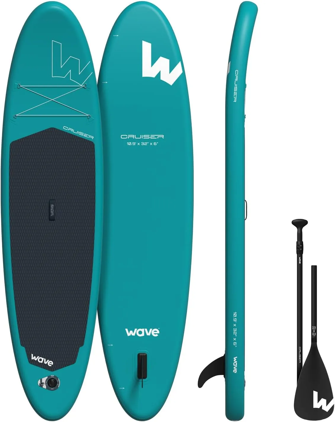 Cruiser 2.0 Inflatable Stand Up Paddleboard | Beginner-Friendly SUP with Non-Slip Deck, Complete Accessories & Travel Bag | 10'9ft | Aqua