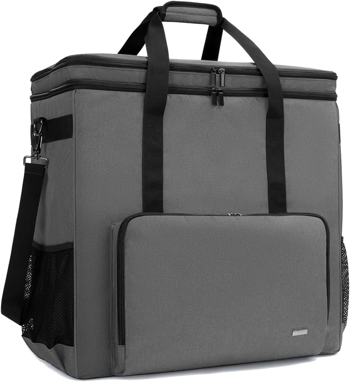 CURMIO Dual-Layer PC Carrying Case, Desktop Travel Bag with Removable Bottom Board for PC Tower, Keyboard, Mouse, Bag Only, Grey