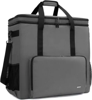 CURMIO Dual-Layer PC Carrying Case, Desktop Travel Bag with Removable Bottom Board for PC Tower, Keyboard, Mouse, Bag Only, Grey