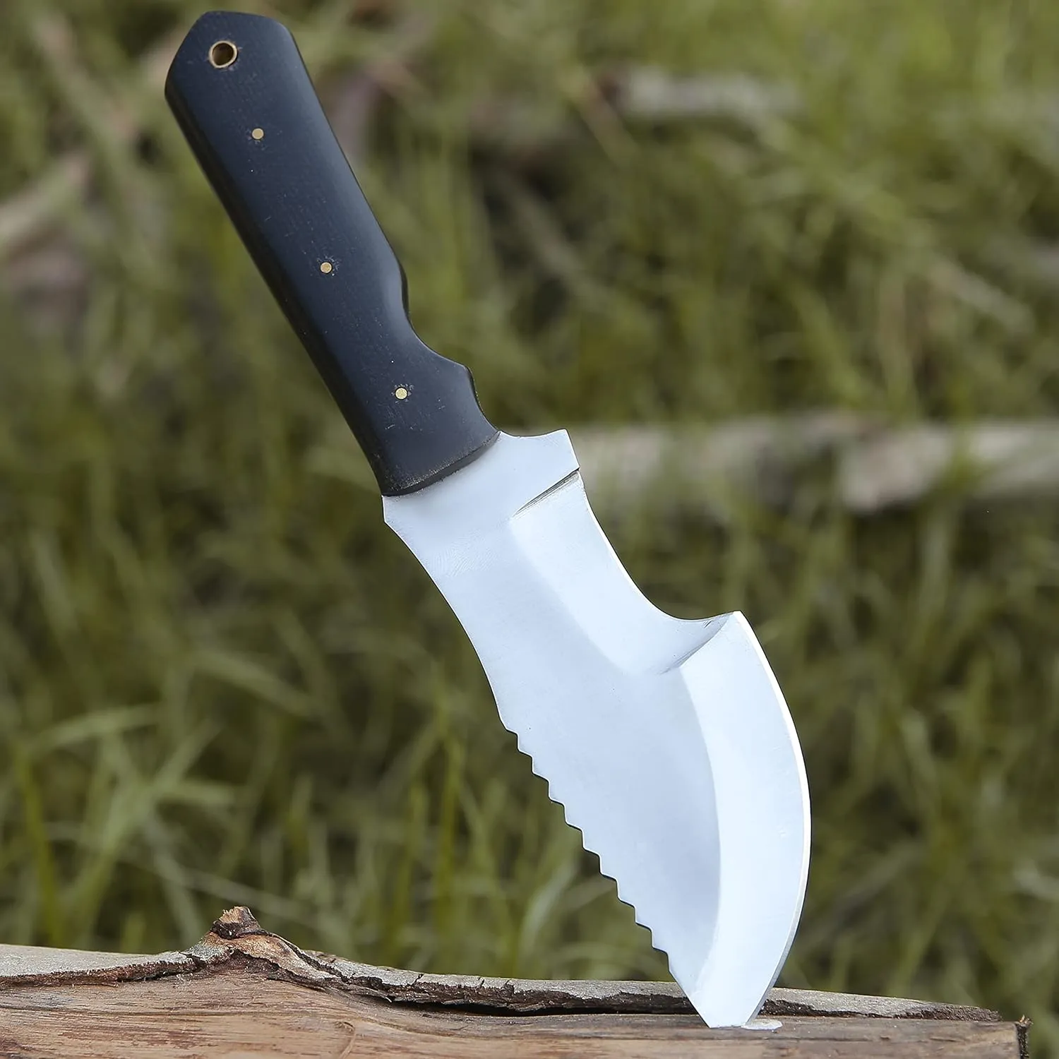 D2 Tracker Knife Full Tang - Bushcraft Outdoor Survival Knife Fixed Blade Hunting Knife with Sheath - Camping Knife With Black Micarta Handle