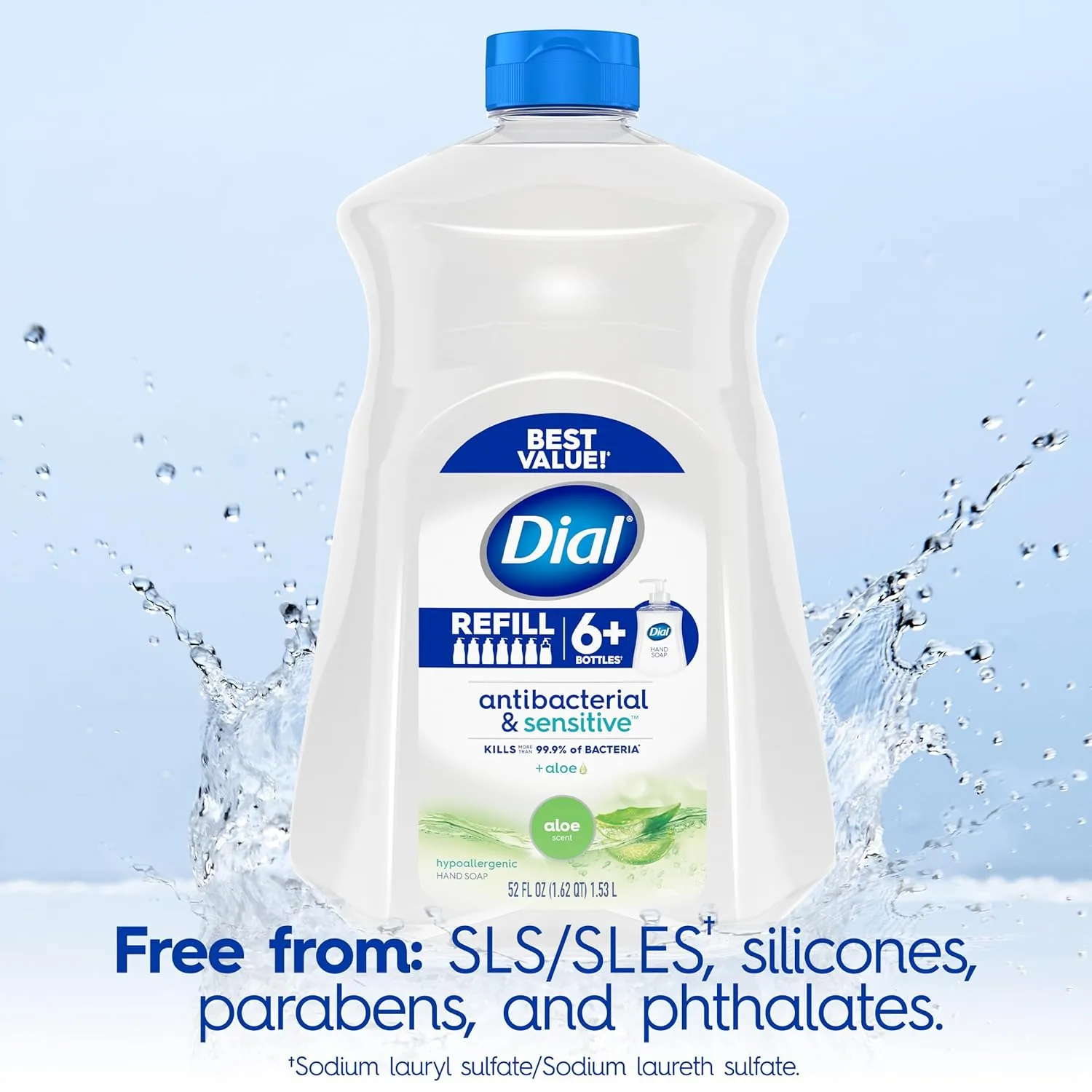 Dial Antibacterial Liquid Hand Soap Refill, Aloe, 52 fl oz (Pack of 3)
