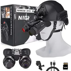 Digital Night Vision Goggles, 3D 36MP 4K Night Vision Binoculars Head-Mounted with 32GB Memory Card to Save Photos/Videos, 8X Digital, 7 Gear Infrared