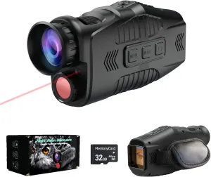 Digital Night Vision Monocular with Infrared Illuminator & Video Recording, 984ft Long Distance, 1080P Night Vision Goggles Binoculars for Hunting, Camping, Surveillance with 32 GB SD Card