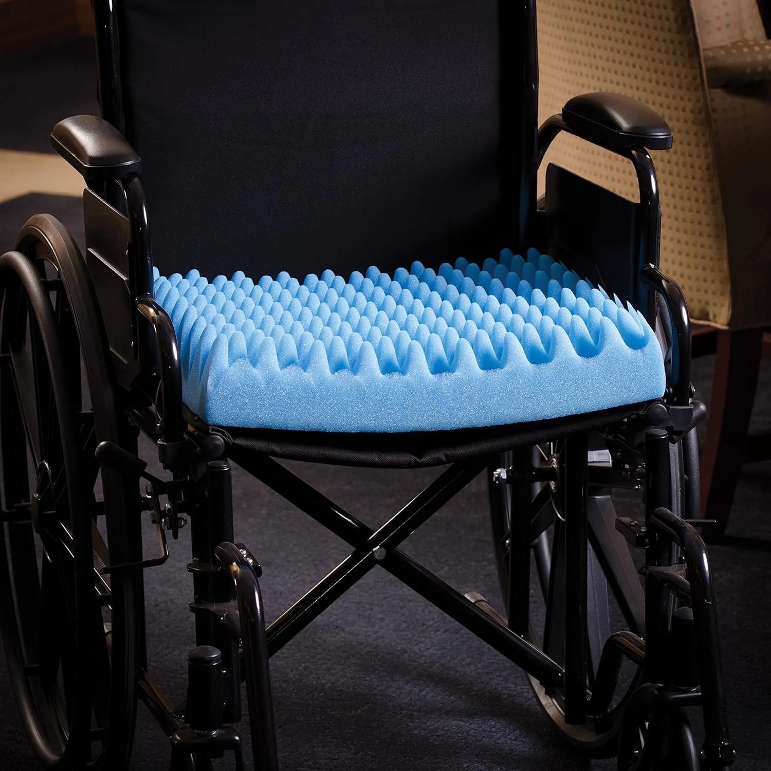 DMI Foam Waffle Cushion For Chair, Egg Crate Cushion Foam Seat Pad, Seat Cushion for Car, Office Chair or Wheelchair Cushion to Relieve Back, Tail Bone Pain, Sciatica, 18x16x4, Car Seat Cushion