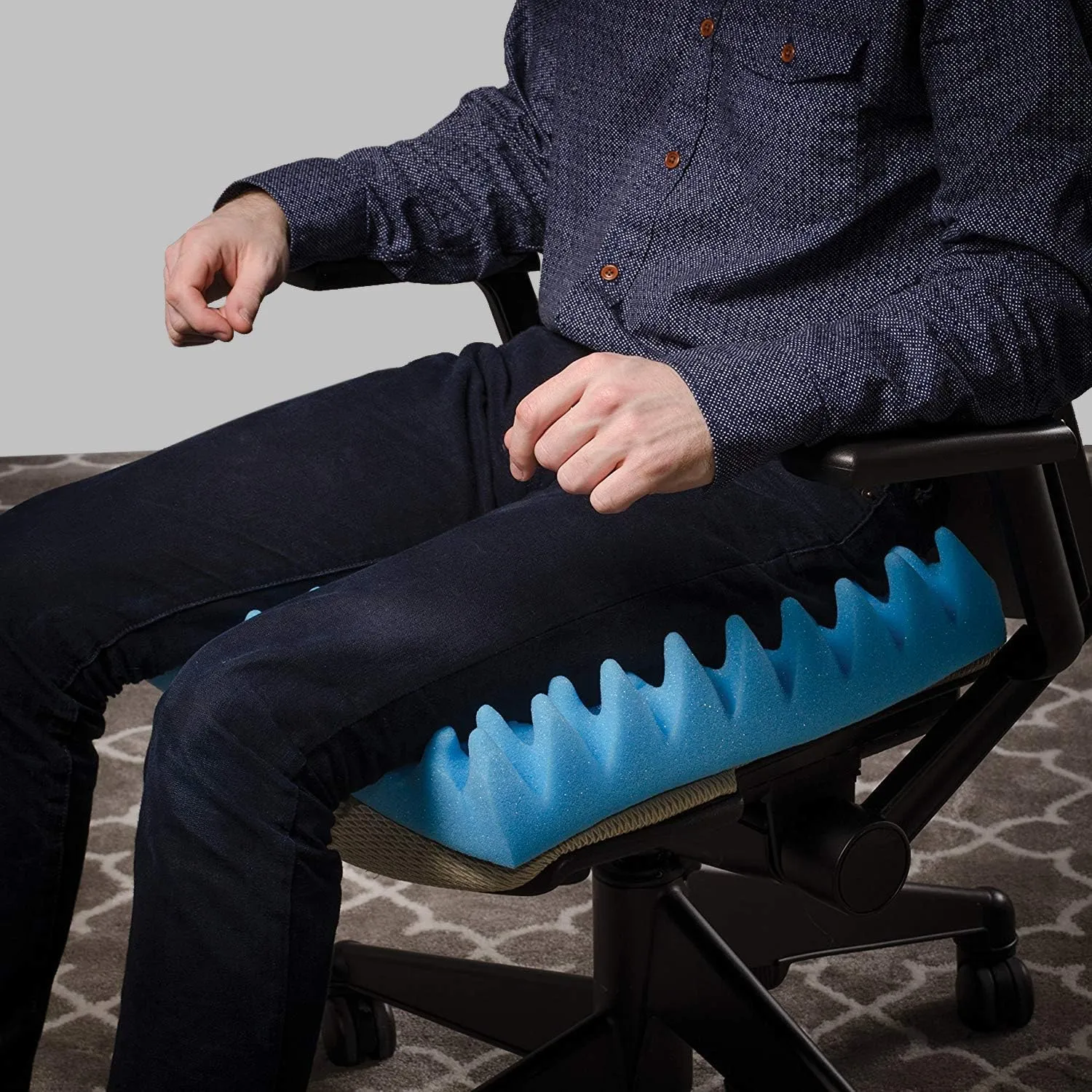 DMI Foam Waffle Cushion For Chair, Egg Crate Cushion Foam Seat Pad, Seat Cushion for Car, Office Chair or Wheelchair Cushion to Relieve Back, Tail Bone Pain, Sciatica, 18x16x4, Car Seat Cushion