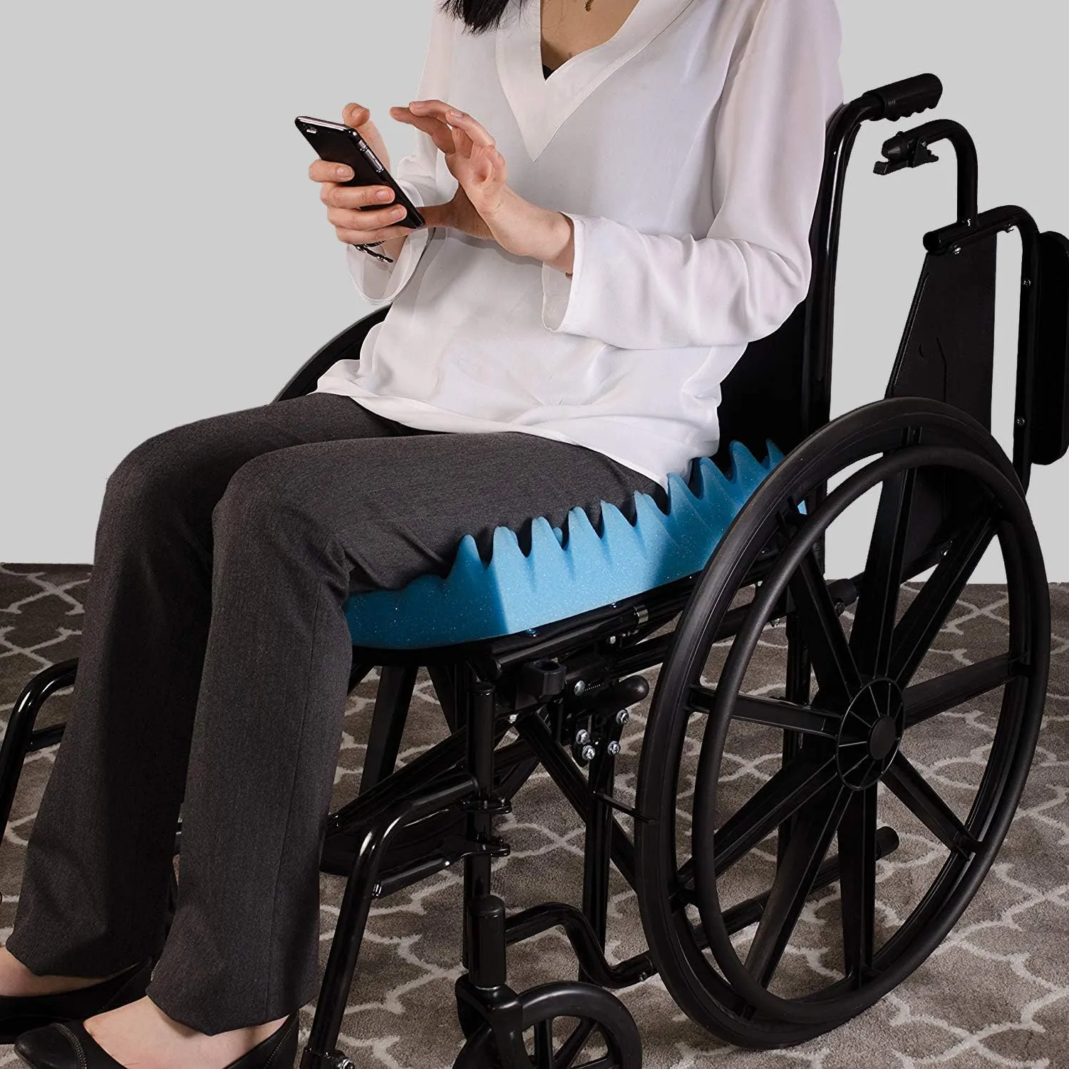 DMI Foam Waffle Cushion For Chair, Egg Crate Cushion Foam Seat Pad, Seat Cushion for Car, Office Chair or Wheelchair Cushion to Relieve Back, Tail Bone Pain, Sciatica, 18x16x4, Car Seat Cushion