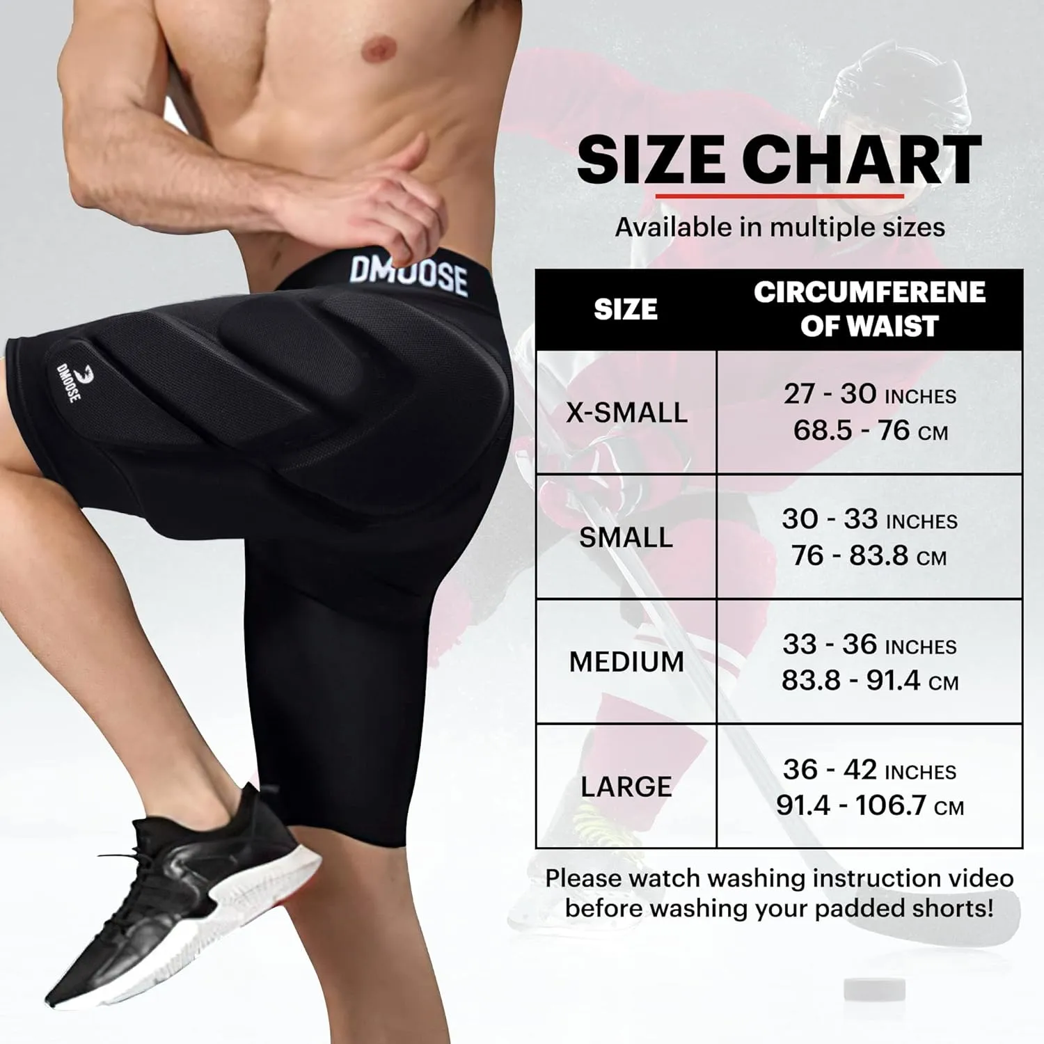 DMoose Protective 3D Padded Shorts for Snowboarding, Ski Protection, Skating | Butt Pads Snowboarding Impact Shorts with Butt, Hip and Tailbone Protector Crash Pants