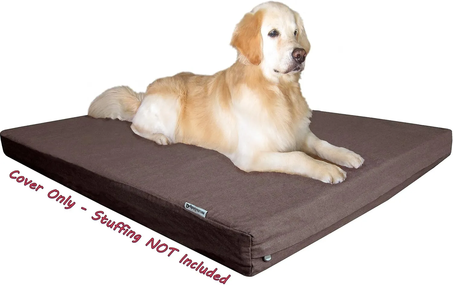 Dogbed4less 55X47X4 Inches Heavy Duty Brown Color Denim Jean Dog Pet Bed External Zipper Cover - Replacement Cover only