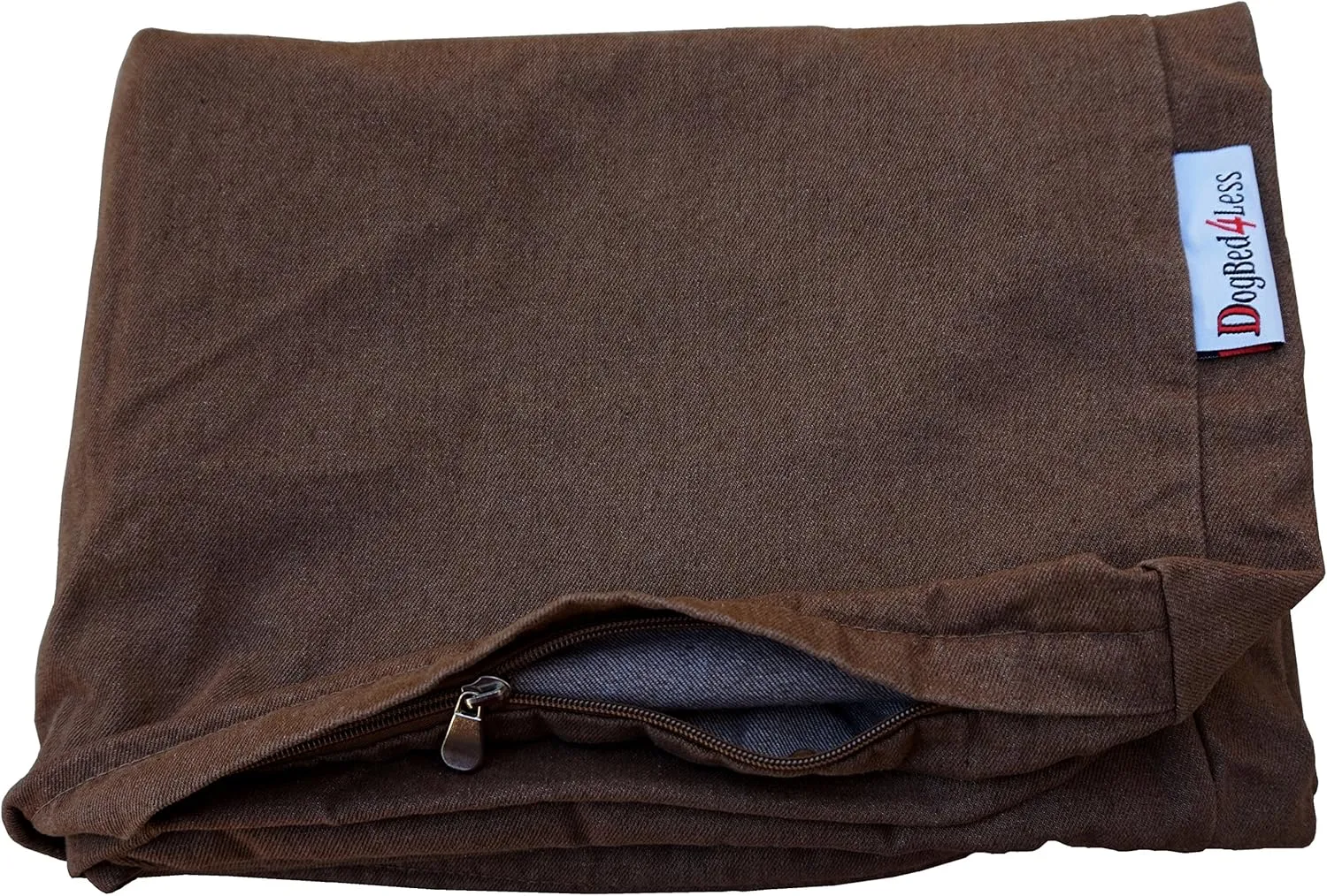 Dogbed4less 55X47X4 Inches Heavy Duty Brown Color Denim Jean Dog Pet Bed External Zipper Cover - Replacement Cover only