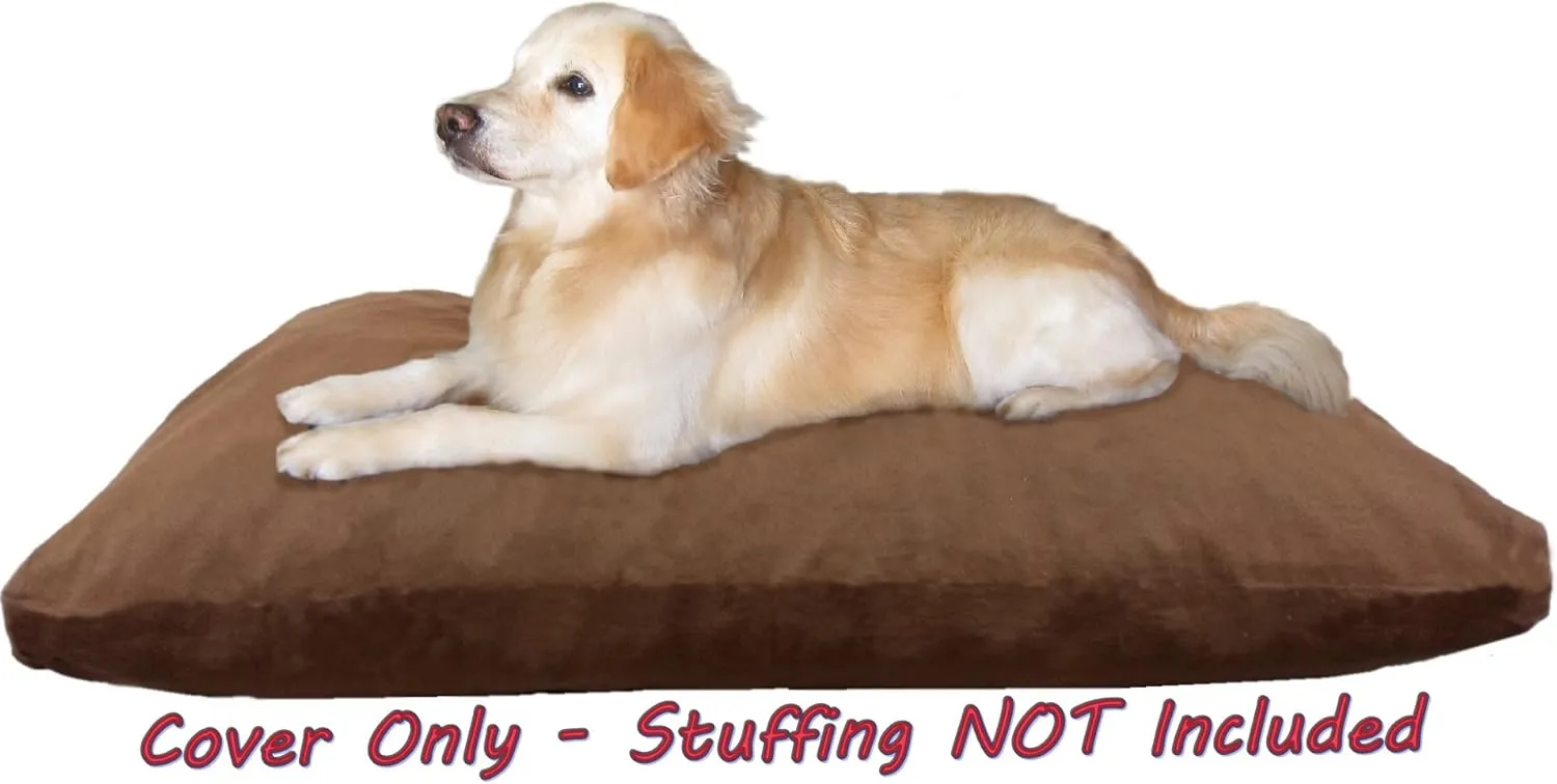 Dogbed4less 55X47X4 Inches Heavy Duty Brown Color Denim Jean Dog Pet Bed External Zipper Cover - Replacement Cover only