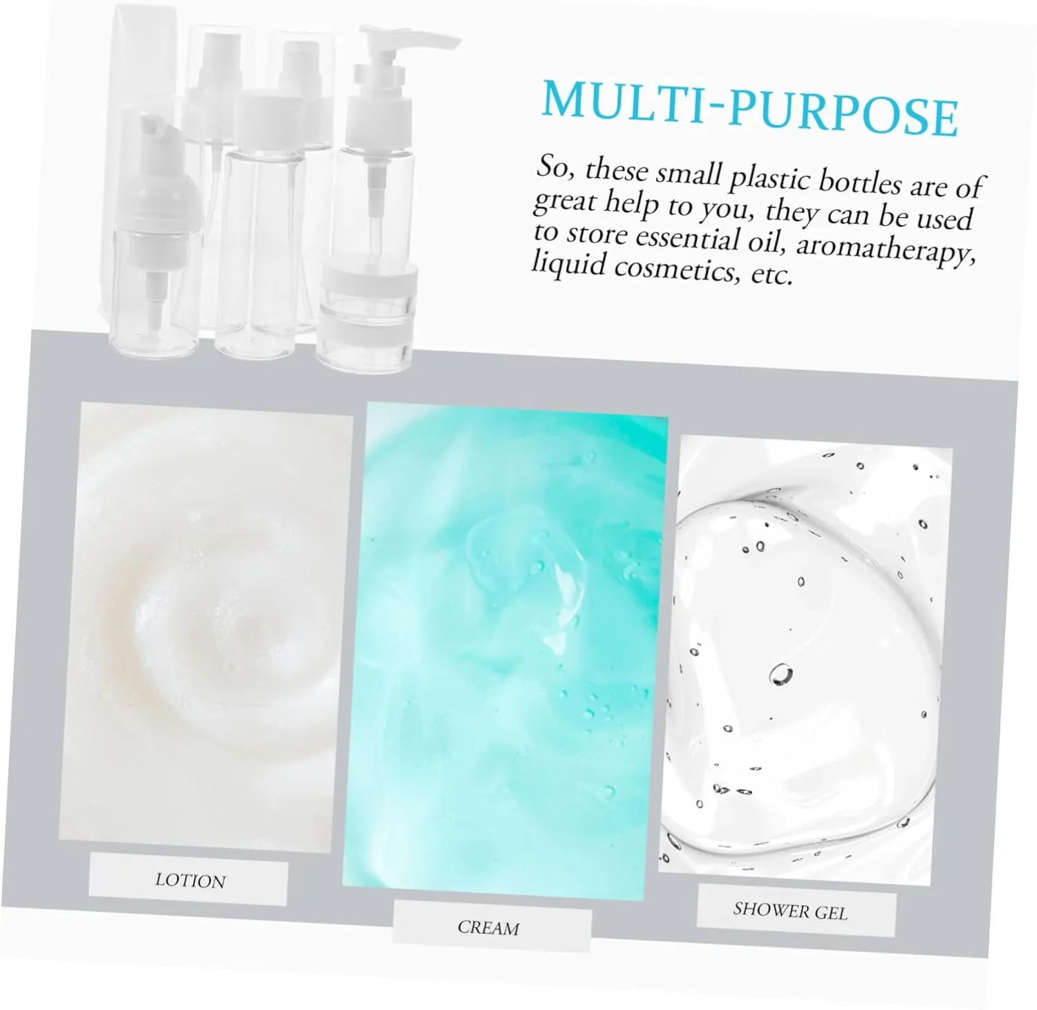 DOITOOL 1 Set Bottle Set Spray Bottles Plastic Container Cosmetics Sub Bottles Lotion Travel Toiletries, White, 13x3cm