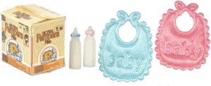Dollhouse Miniature Nursery Accessory Set Baby Girl Boy Bibs Bottles Nappy Box