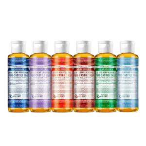 Dr. Bronner's - Pure-Castile Liquid Soap (4 oz Variety Pack) Peppermint, Lavender, Tea Tree, Eucalyptus, Almond, & Baby Unscented - 18-in-1 Uses