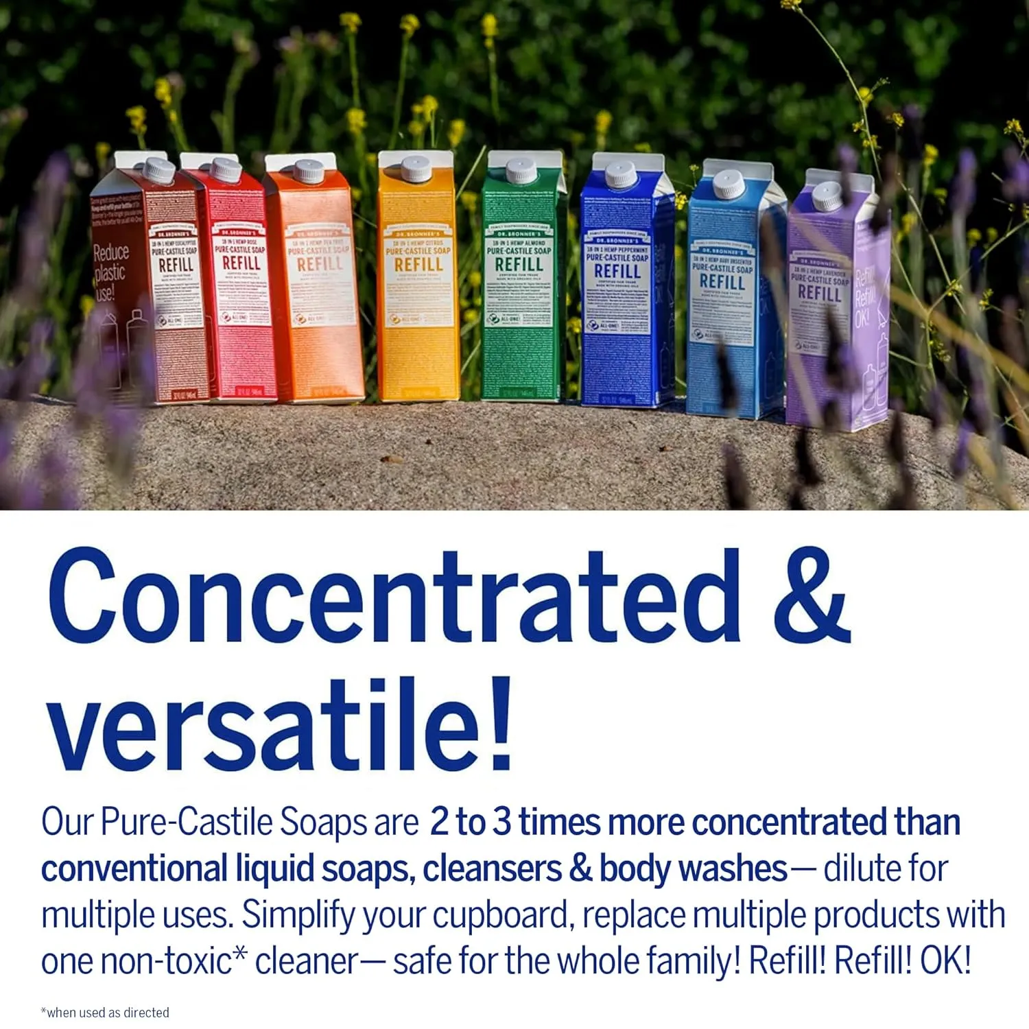 Dr. Bronner's - Pure-Castile Liquid Soap Bottle & Refill Carton Made with 82% Less Plastic (Eucalyptus, 32 oz) - Face, Body, Hair, Laundry, Dishes & More, Super-Concentrated, Organic, Vegan, Non-GMO