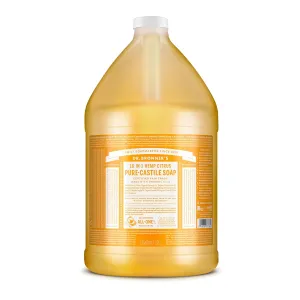 Dr. Bronner's - Pure-Castile Liquid Soap (Citrus, 1 Gallon) - Made with Organic Oils, 18-in-1 Uses: Face, Body, Hair, Laundry, Pets and Dishes, Concentrated, Vegan, Non-GMO