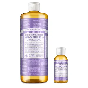 Dr. Bronner's Pure-Castile Liquid Soap – Lavender Bundle. 32 oz. Bottle and 2 oz. Travel Bottle