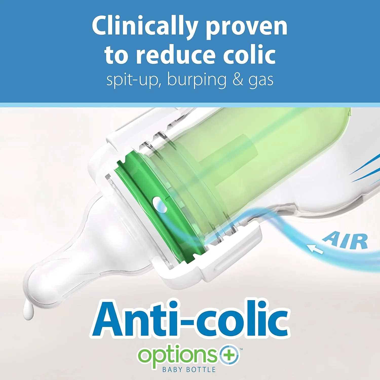 Dr. Brown's Natural Flow Anti-Colic Options  Narrow Baby Bottle, 8 oz/250 mL, with Level 1 Slow Flow Nipples, 0m , 4 Pack