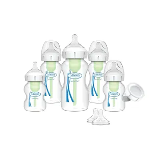 Dr. Brown's Natural Flow Anti-Colic Options  Wide-Neck Baby Bottle Newborn Feeding Set with Baby Bottle Travel Caps