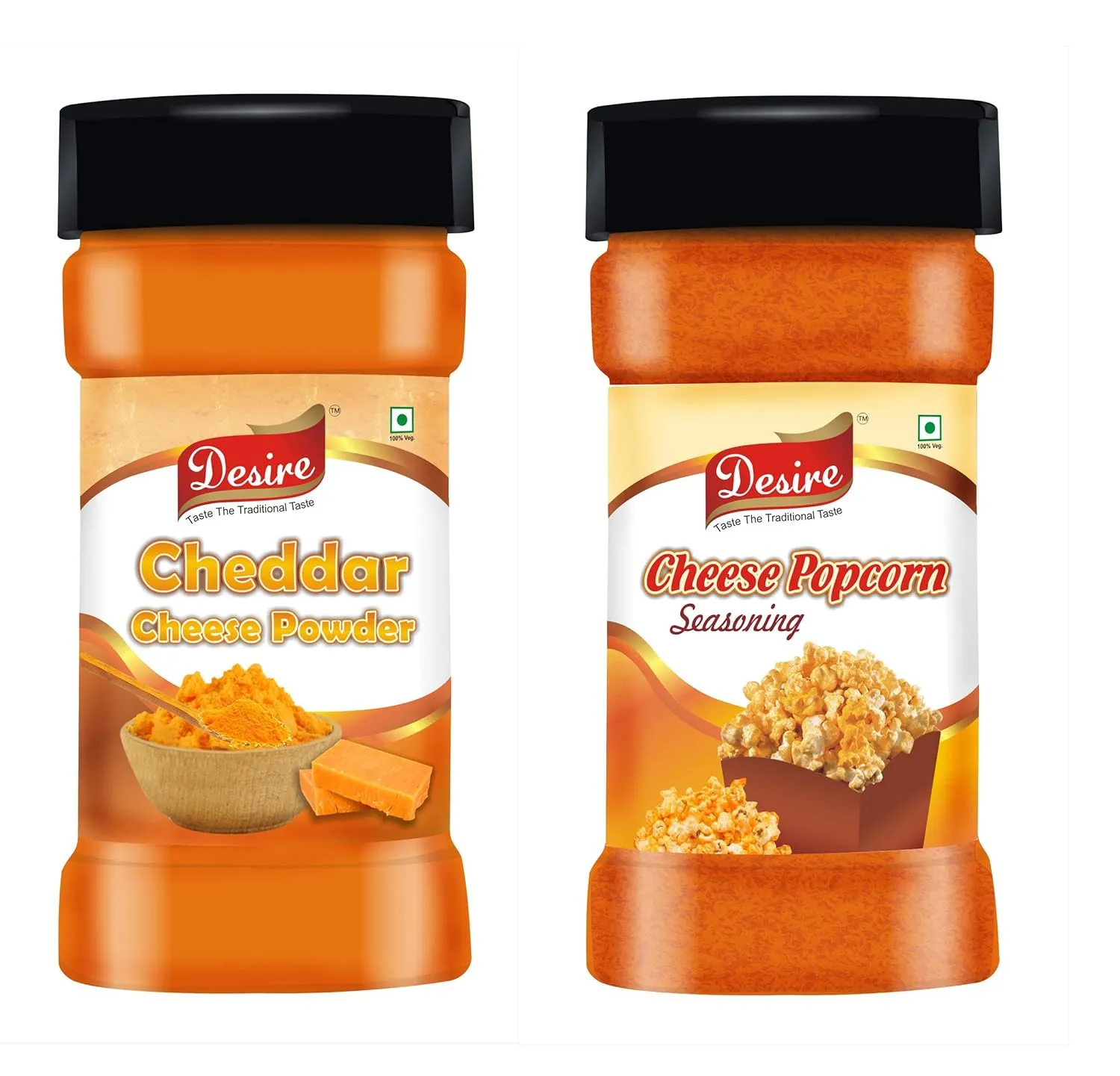 Dunhill Desire Cheddar Cheese Powder with Cheese Popcorn Seasoning (200 g and 200 g)