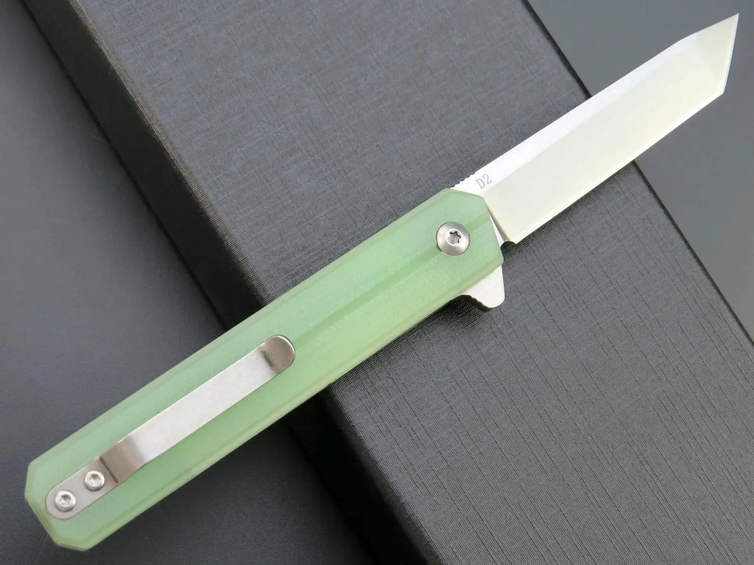 Eafengrow EF65 Flipper Folding Lock Knife Ball Bearing D2 Blade and G10 Steel Handle Pocket Assisted Multitool with Clip Everday Carry (EF65-T-jade)