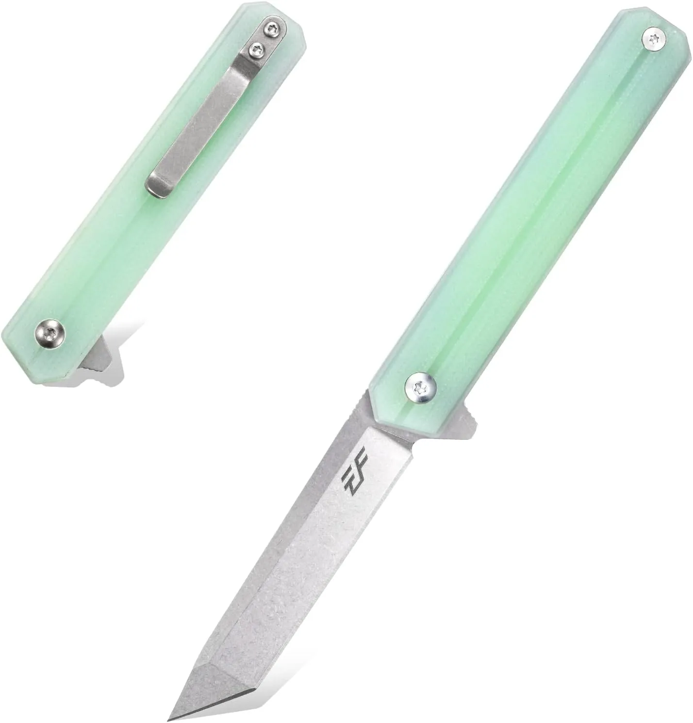 Eafengrow EF65 Flipper Folding Lock Knife Ball Bearing D2 Blade and G10 Steel Handle Pocket Assisted Multitool with Clip Everday Carry (EF65-T-jade)