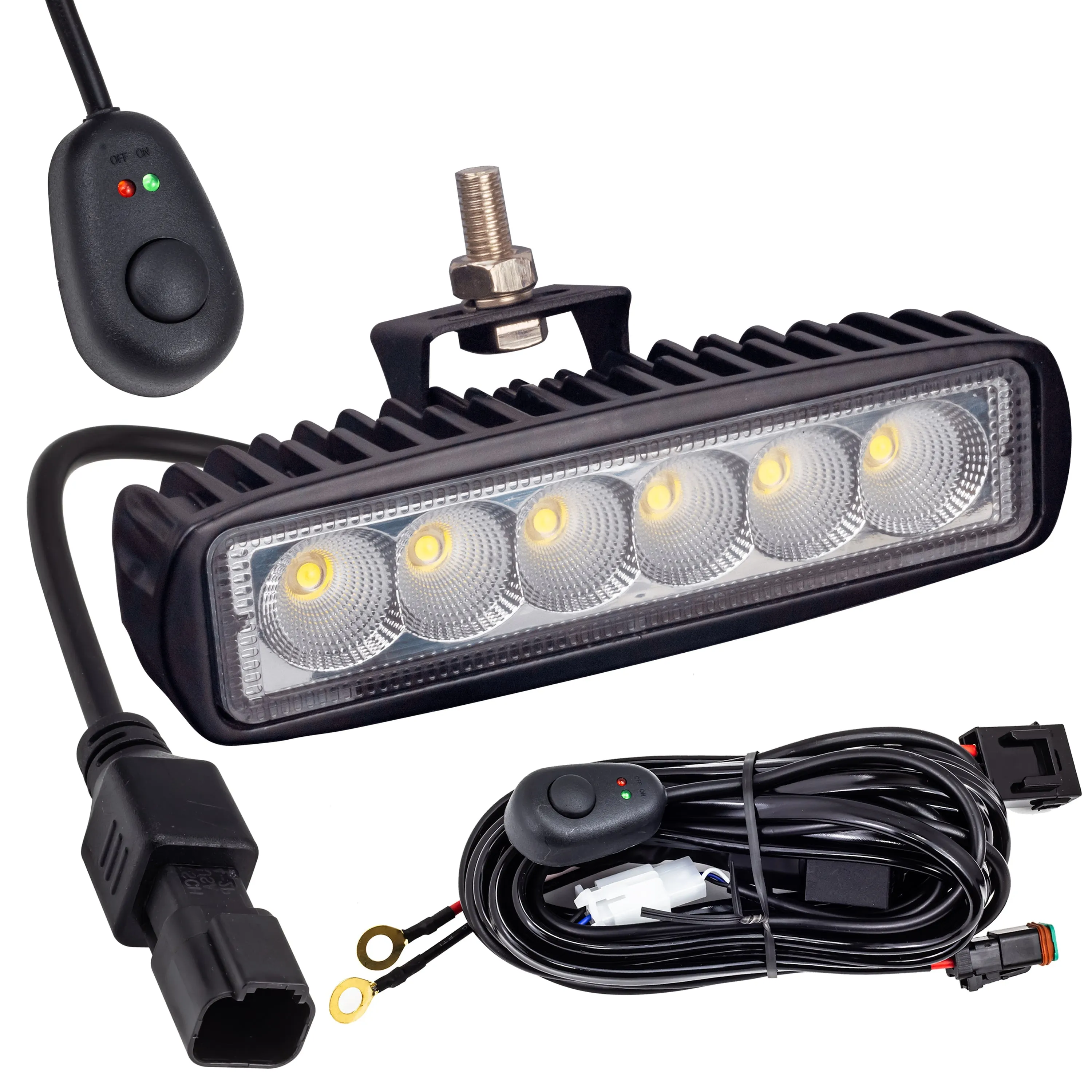 Eagle Lights Elite Series 6" LED Light Bar with Plug and Play Harness for Harley Davidson Softail and Dyna Models - 2500Lm, Flood Pattern - Harness Included