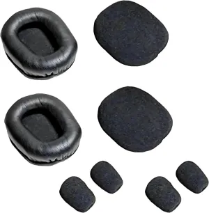 Ear Pad Cushion Kit for Blue Parrott B350-XT Bluetooth Headset, 2 Leather Cushions, 2 Foam Earpads, 4 Microphone Windscreens by Global Teck