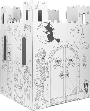 Easy Playhouse Haunted Castle - Kids Art & Craft for Indoor & Outdoor Fun, Color, Draw, Doodle on Halloween Friends– Decorate & Personalize a Cardboard Fort, 32" X 32" X 43. 5"