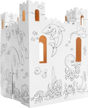 Easy Playhouse Sand Castle - Kids Art & Craft for Indoor & Outdoor Fun, Color, Draw, Doodle – Decorate & Personalize a Cardboard Fort, 32" X 32" X 43. 5" Age 3  [Amazon Exclusive] , White