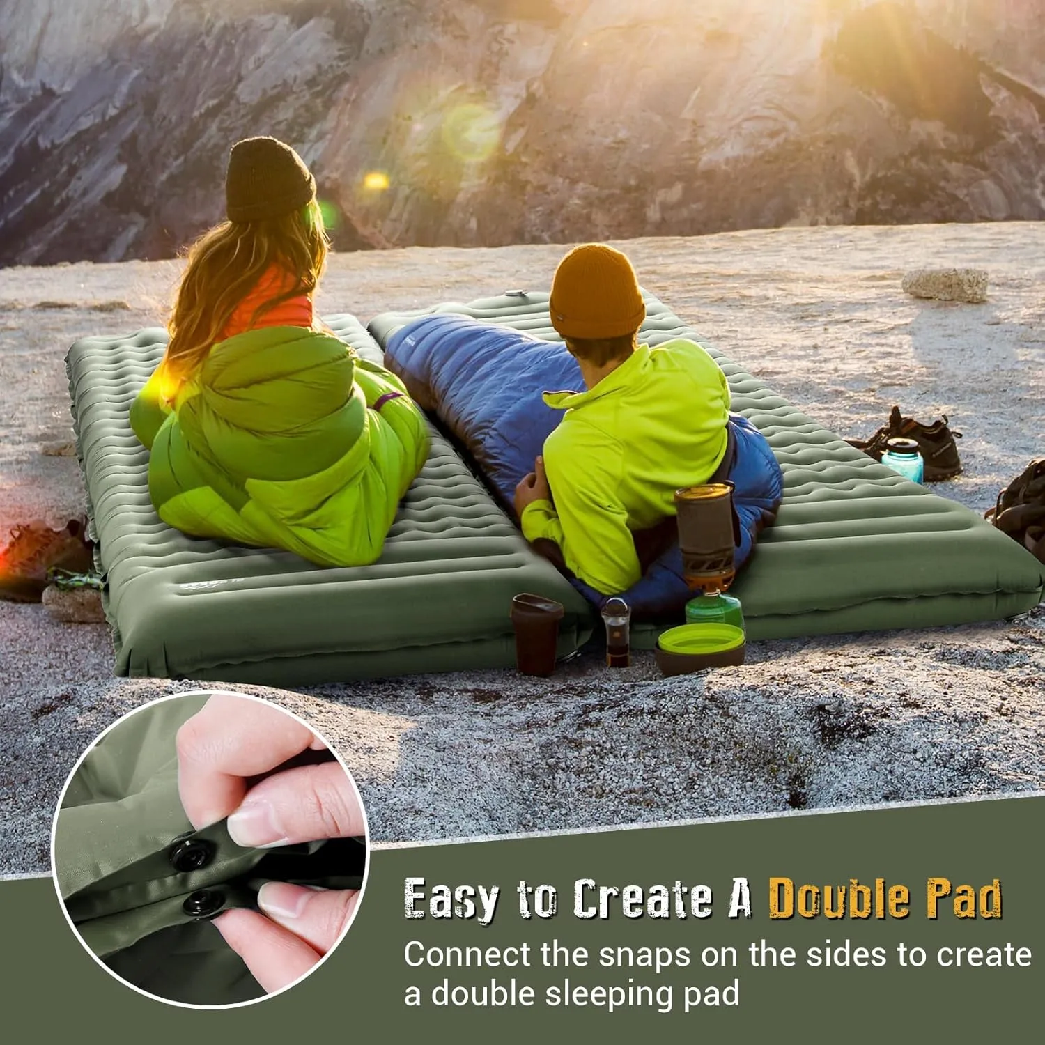 Elegear Self Inflating Sleeping Pad for Camping, 4" Ultra-Thick Camping Mattress Pad with Pillow Built-in Foot Pump, Portable Sleeping Mat for Backpacking, Hiking, Tent