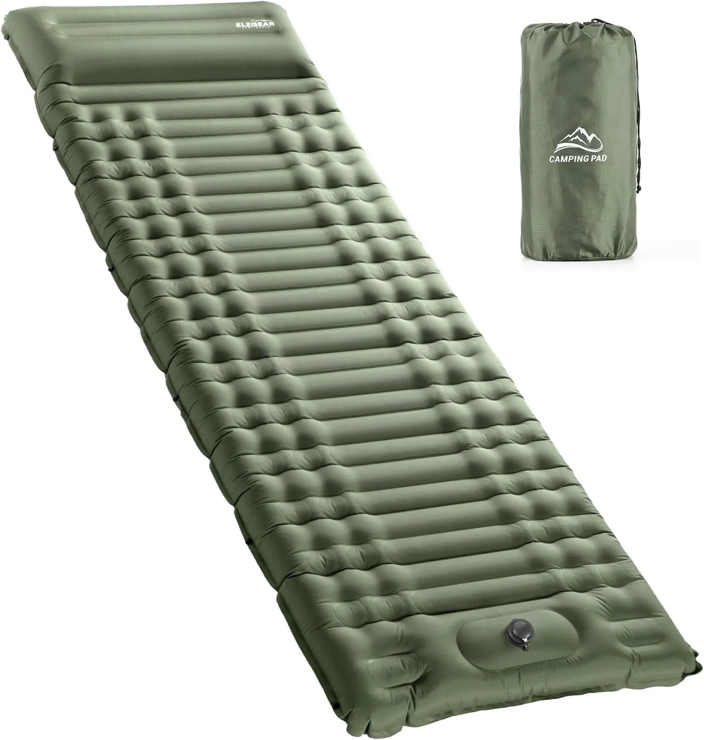 Elegear Self Inflating Sleeping Pad for Camping, 4" Ultra-Thick Camping Mattress Pad with Pillow Built-in Foot Pump, Portable Sleeping Mat for Backpacking, Hiking, Tent