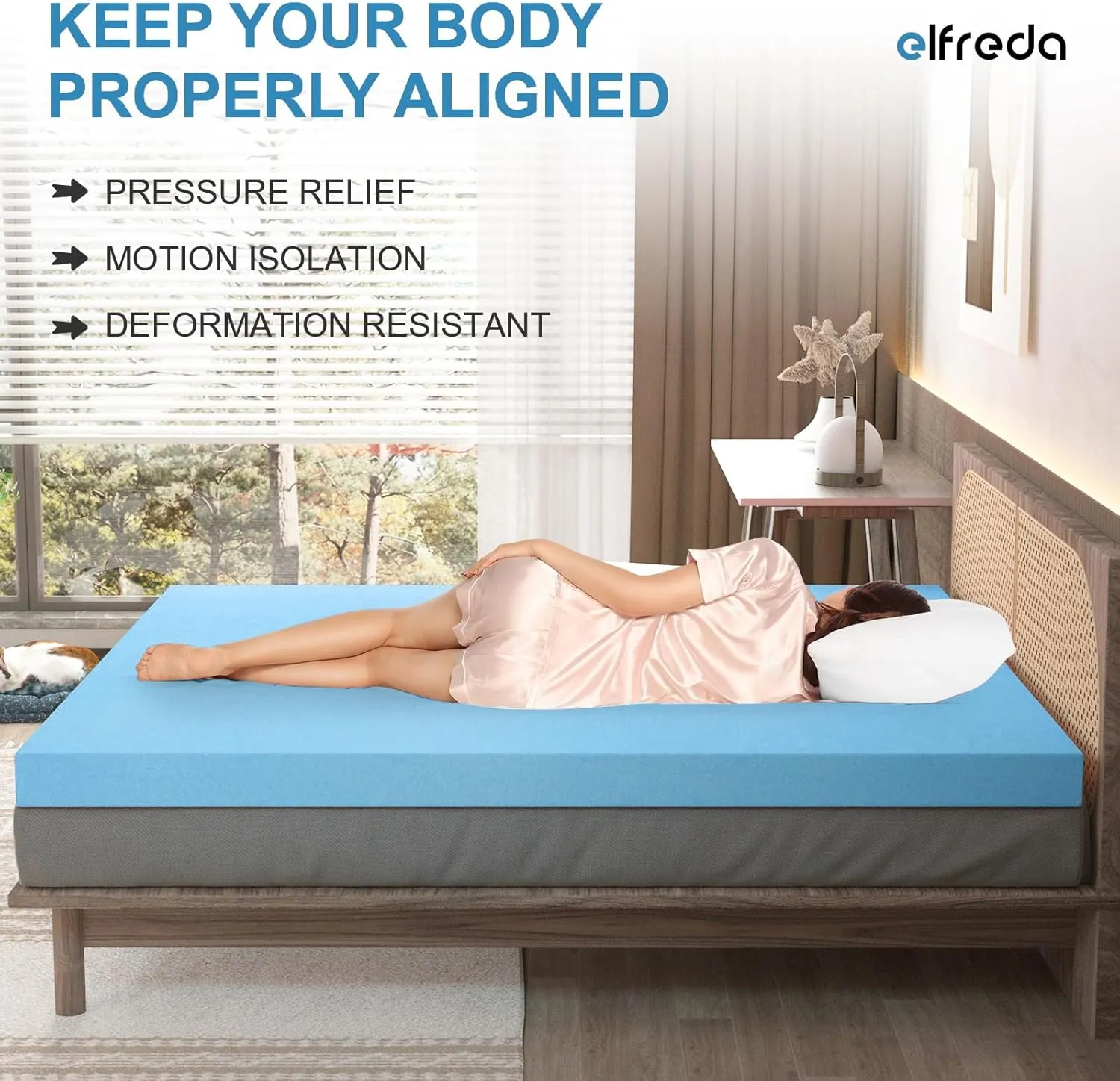 Elfreda 3 Inch Twin XL Mattress Topper Pressure-Relieving Bed Topper, Mattress Pad Twin XL in a Box