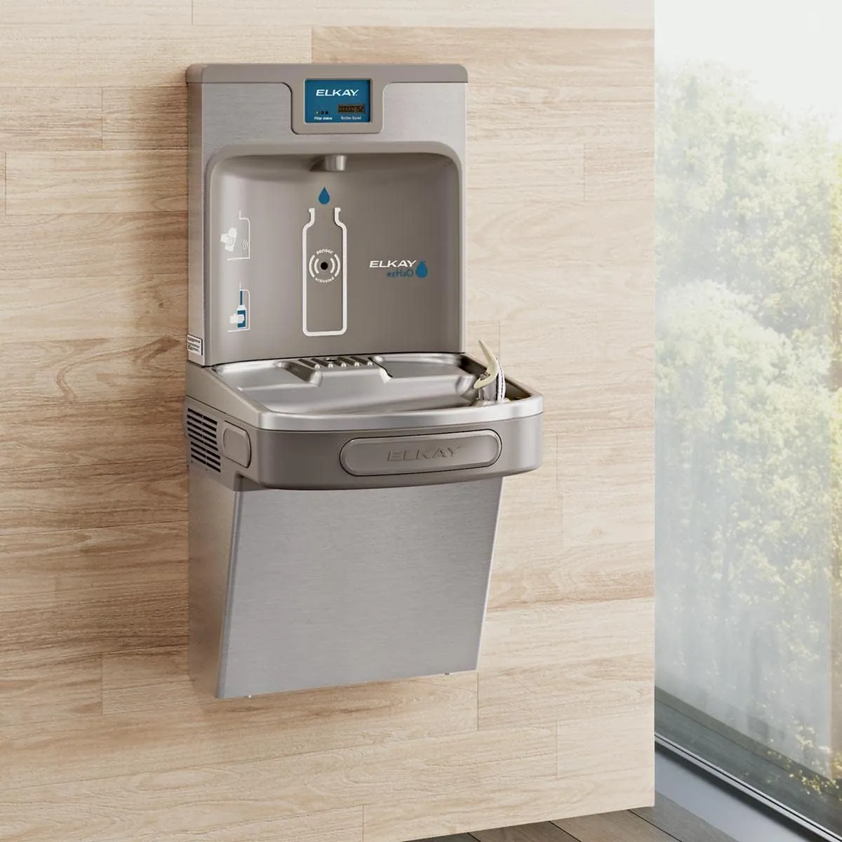 Elkay LZS8WSSK Enhanced ezH2O Bottle Filling Station & Single ADA Cooler Refrigerated Stainless High Capacity Lead Reduction Quick Filter Change
